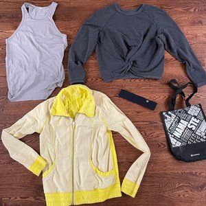 Lot of 4 Women's 8 Lululemon Tops Zip-Front Jacket Sweatshirt Headband